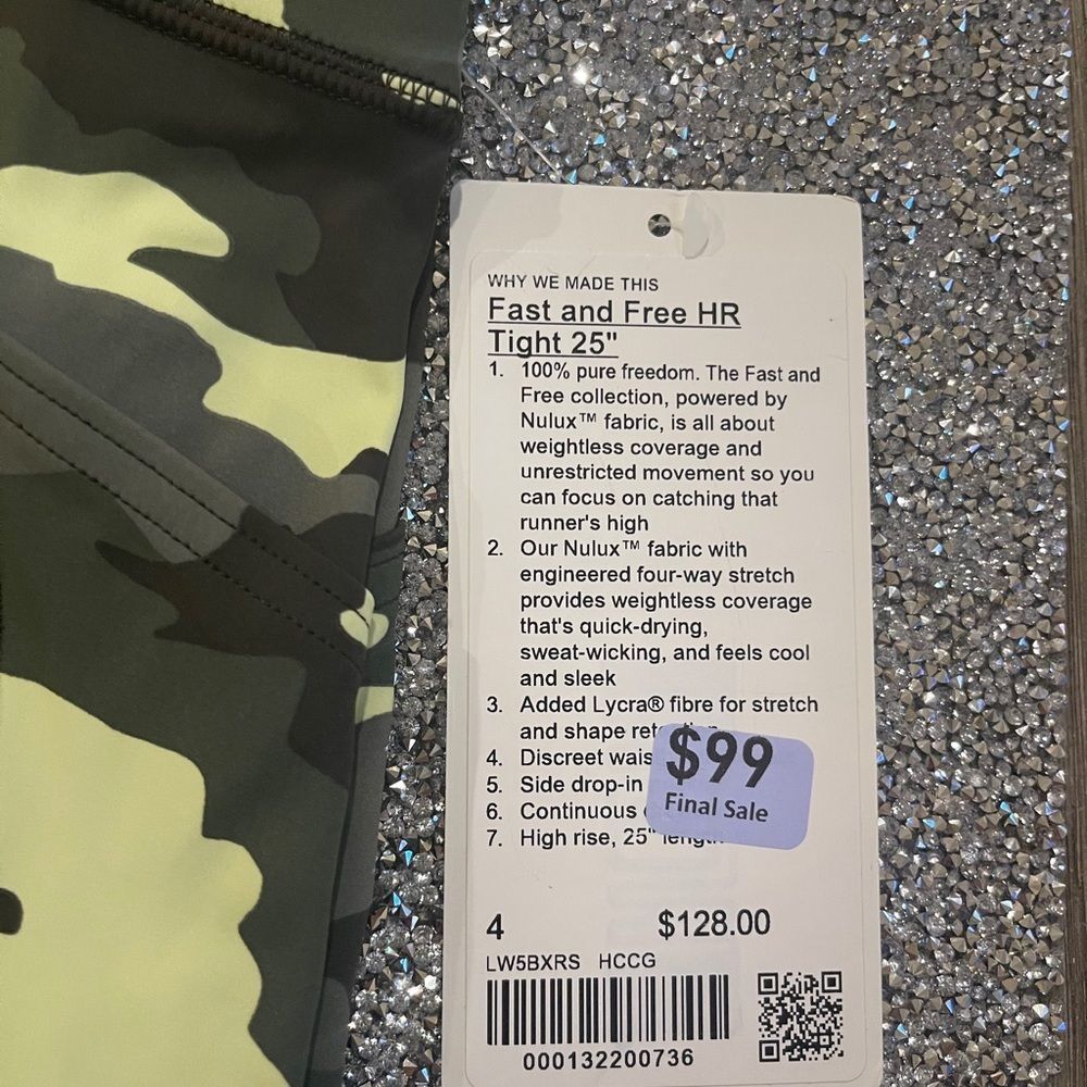NWT Lululemon Fast and Free Tights 25 size 4 new CAMO - Picture 3 of 4